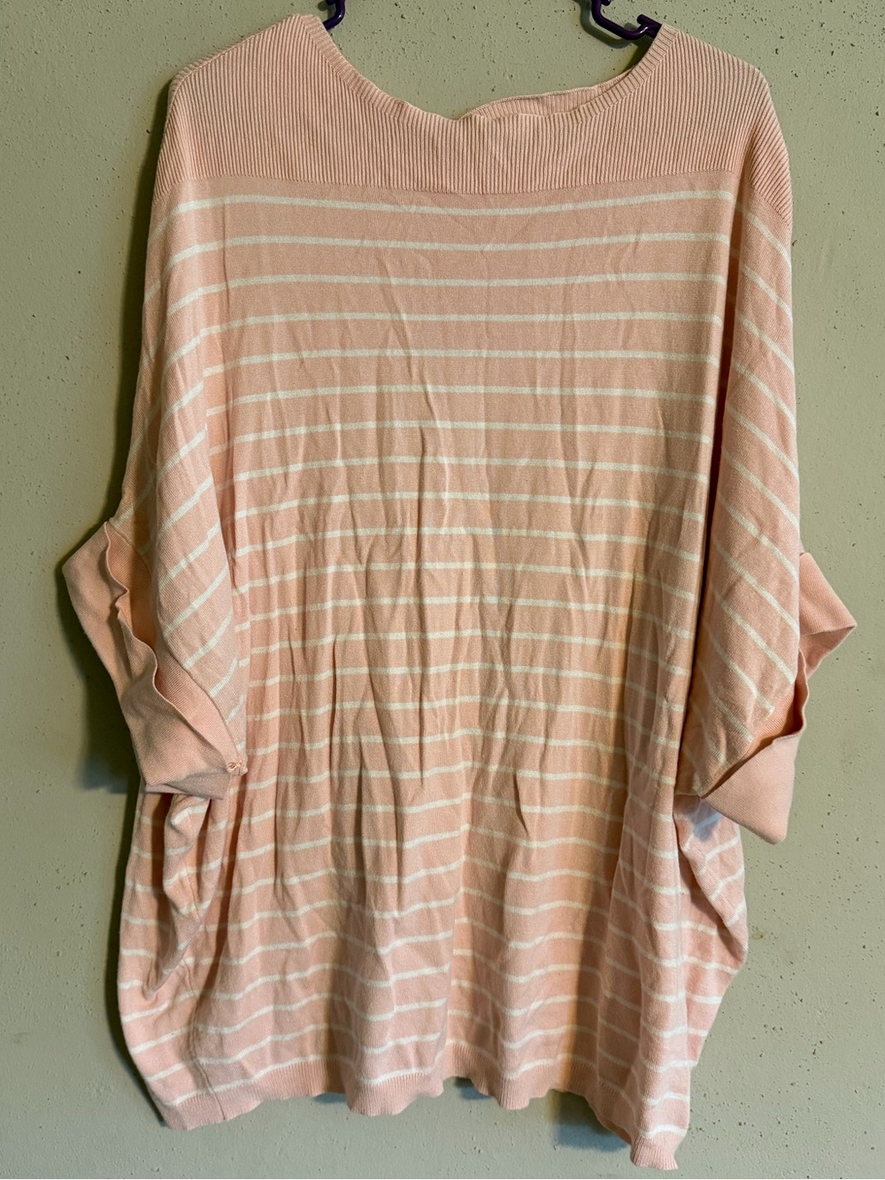 Size 3X - Chicsoul Boutique Blush Pink Striped Oversized Knit Top